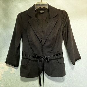 Heather Grey Blazer with Ribbon, Lace Detailing